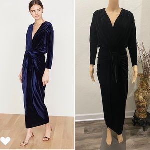 MISA blk velvet maxi dress XS
